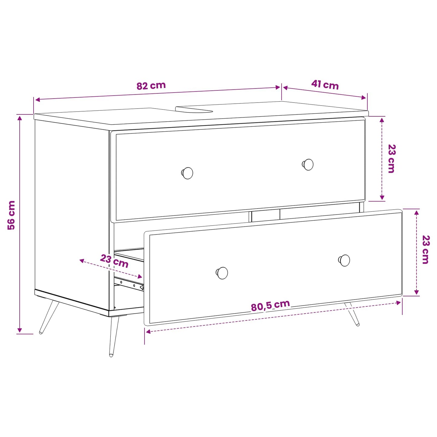 Bathroom Sink Cabinet BREDA Black 82 x 41x 59 cm