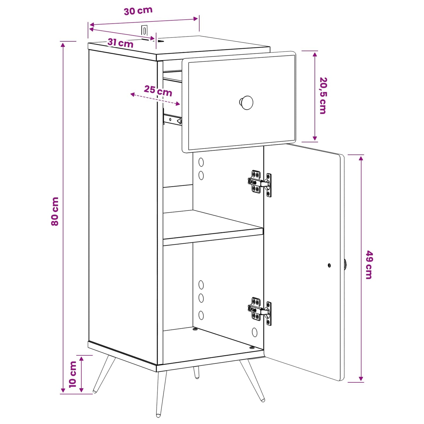 Bathroom Storage Cainet BREDA Old Wood 30 x 31 x 80 cm