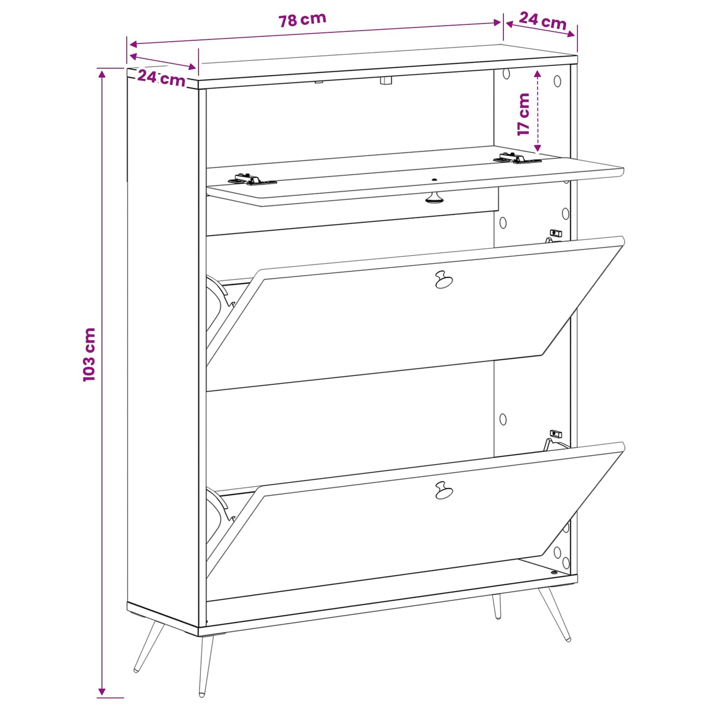 Shoe Cabinet BREDA 78 x 24 x 103 cm Engineered Wood Black