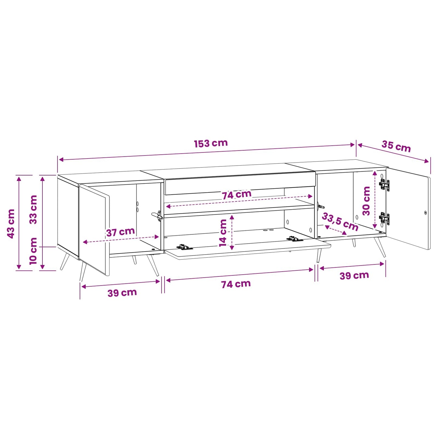 LED TV Cabinet High Gloss White Engineered Wood