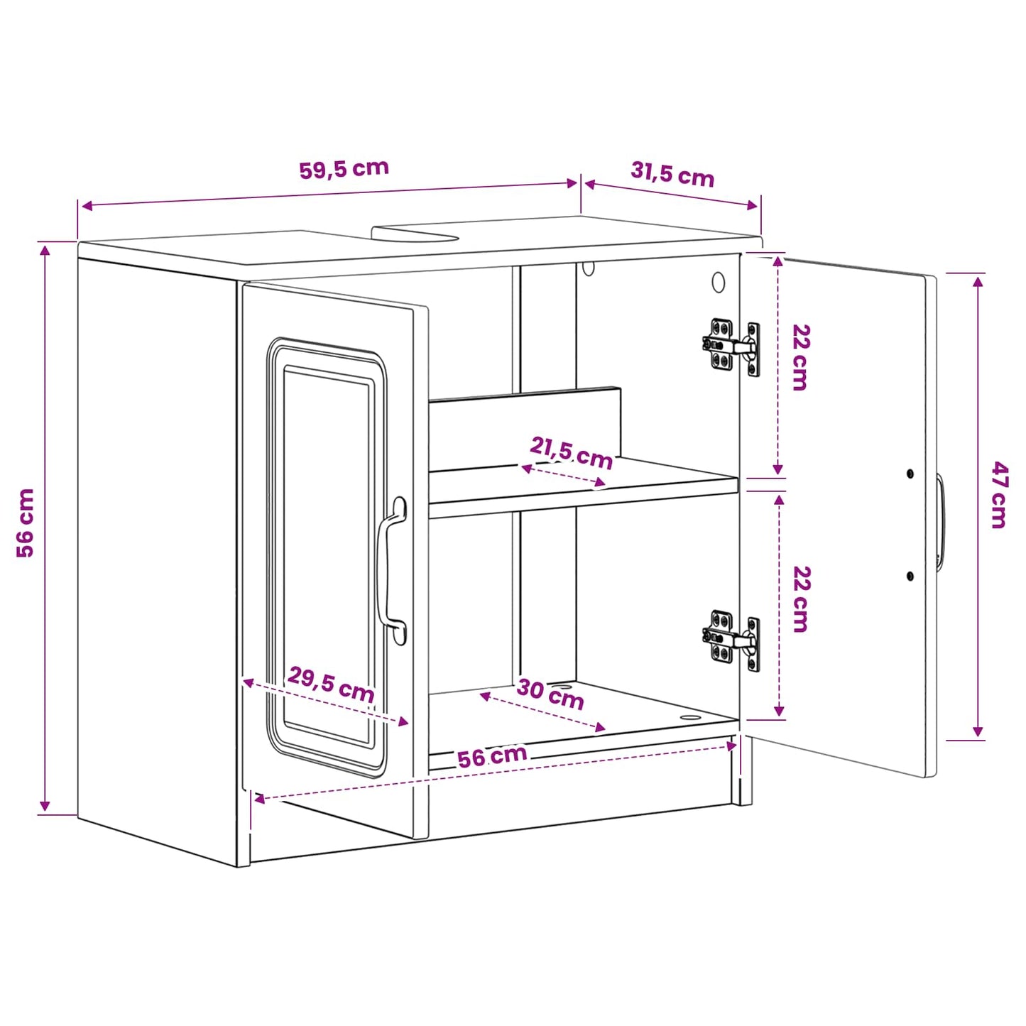 Bathroom Sink Cabinet UTRECHT Grey Sonoma 59.5 x 31.5x 59 cm