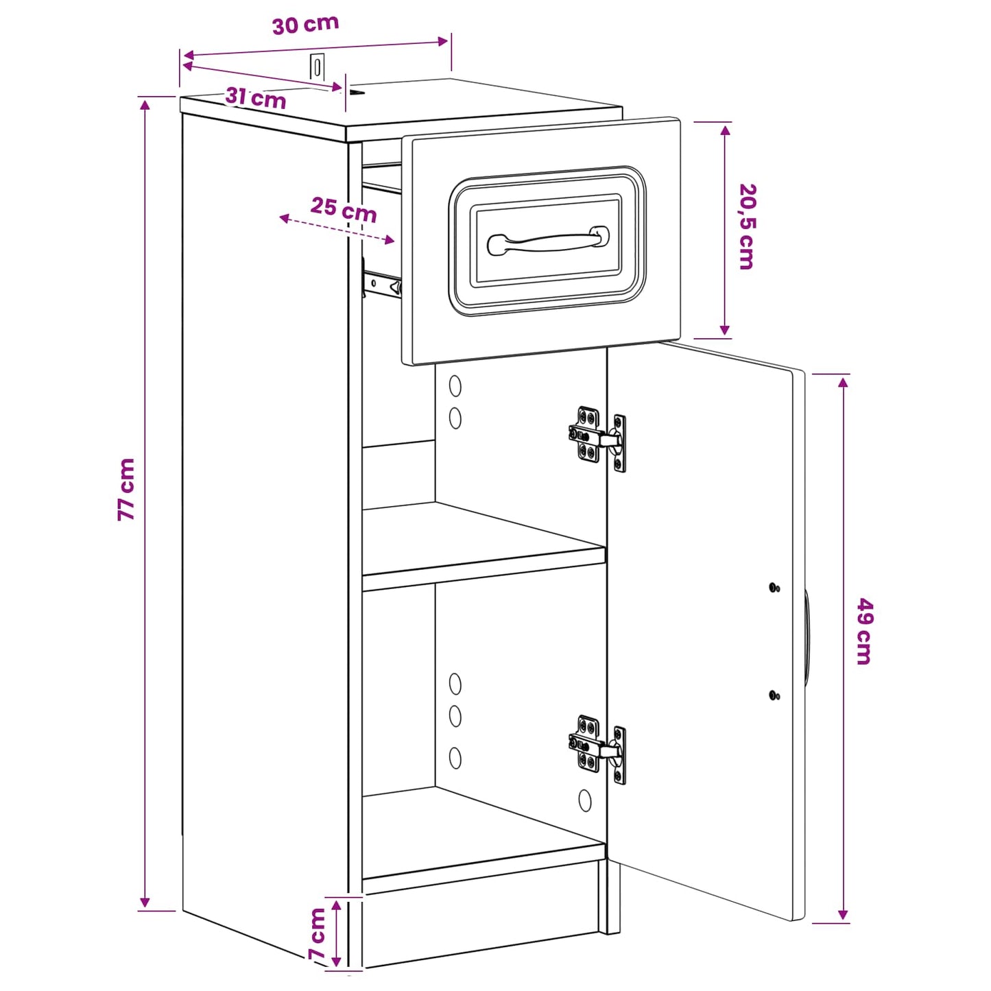 Bathroom Storage Cainet UTRECHT White 30 x 31 x 77 cm