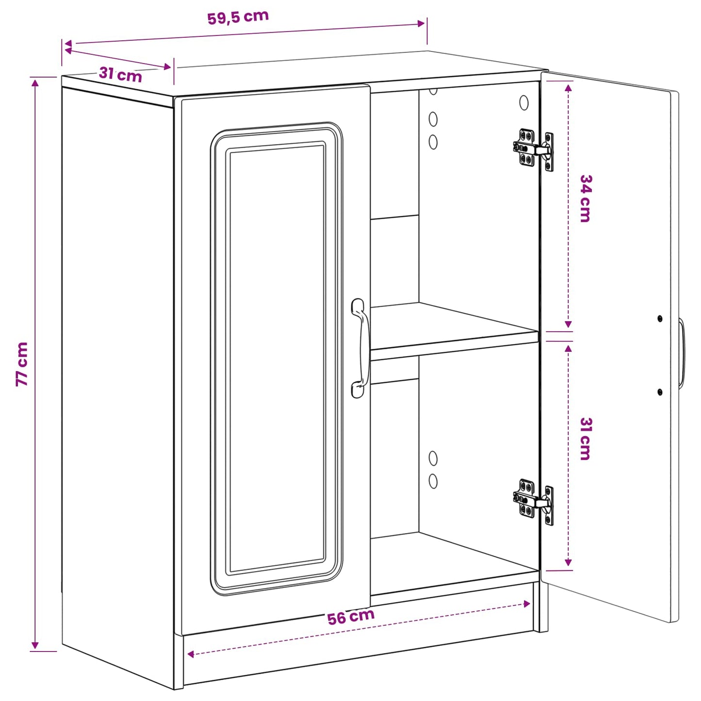 Bathroom Storage Cainet UTRECHT Smoked Oak 59.5 x 31 x 77 cm