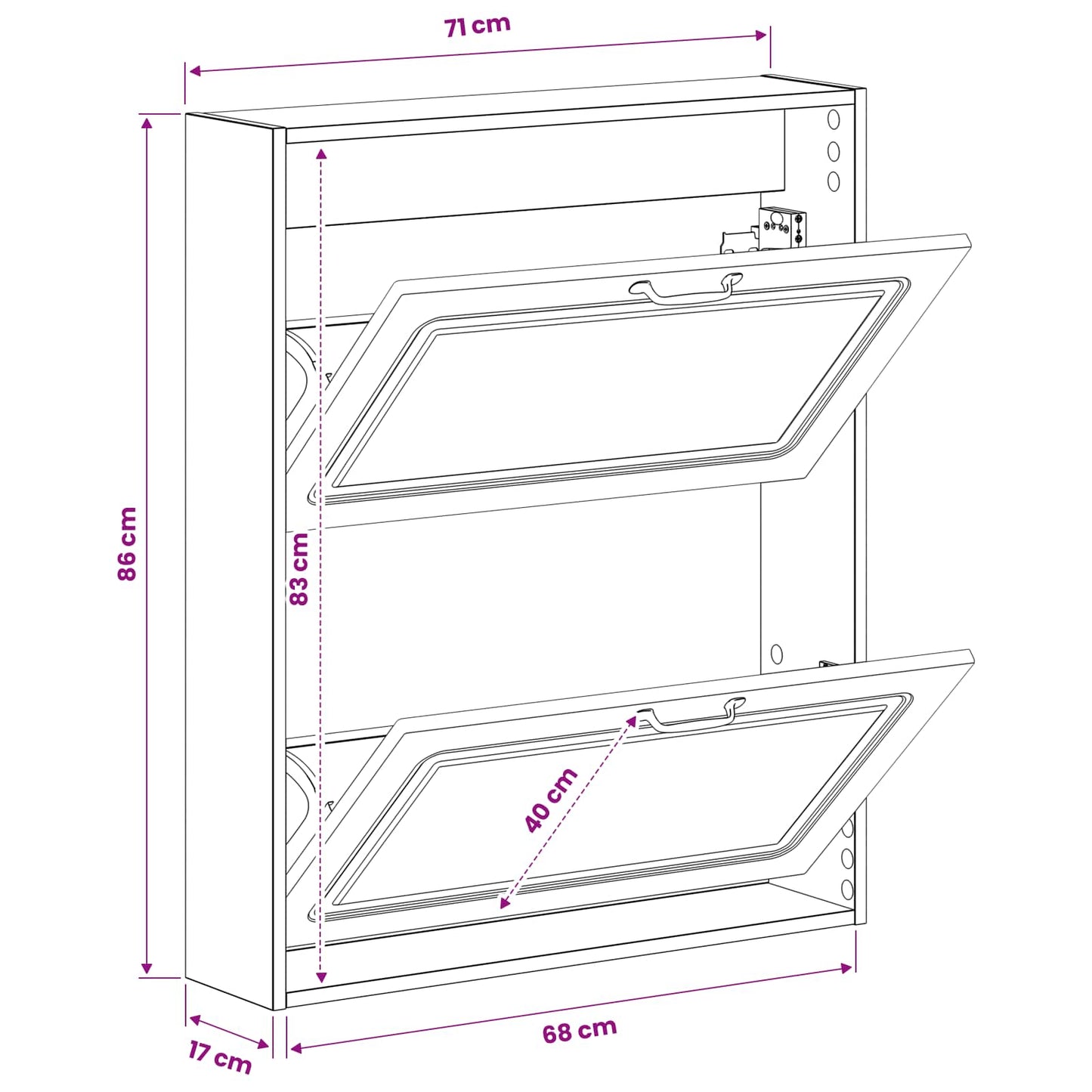 Wall-Mounted Shoe Cabinet UTRECHT 71 x 17 x 86 cm Grey Sonoma