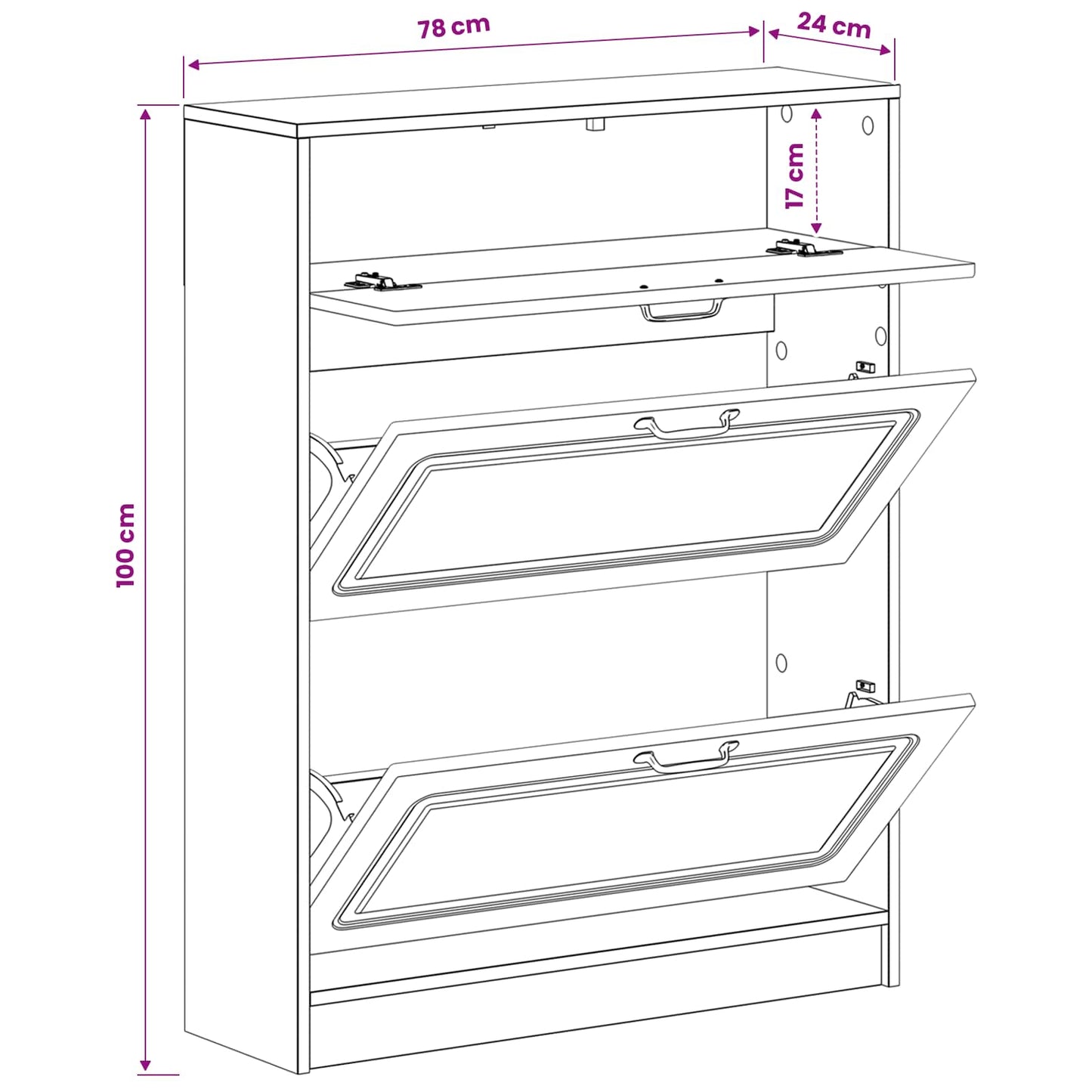 Shoe Cabinet UTRECHT 78 x 24 x 100 cm Engineered Wood Black