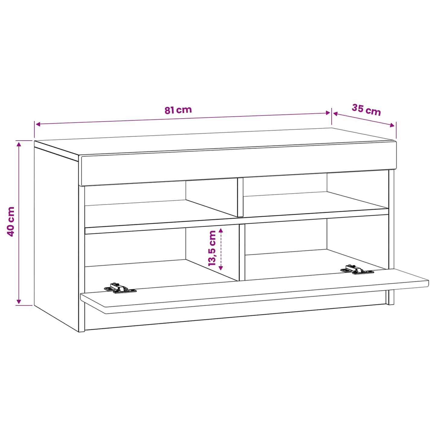 LED TV Cabinet High Gloss White Engineered Wood