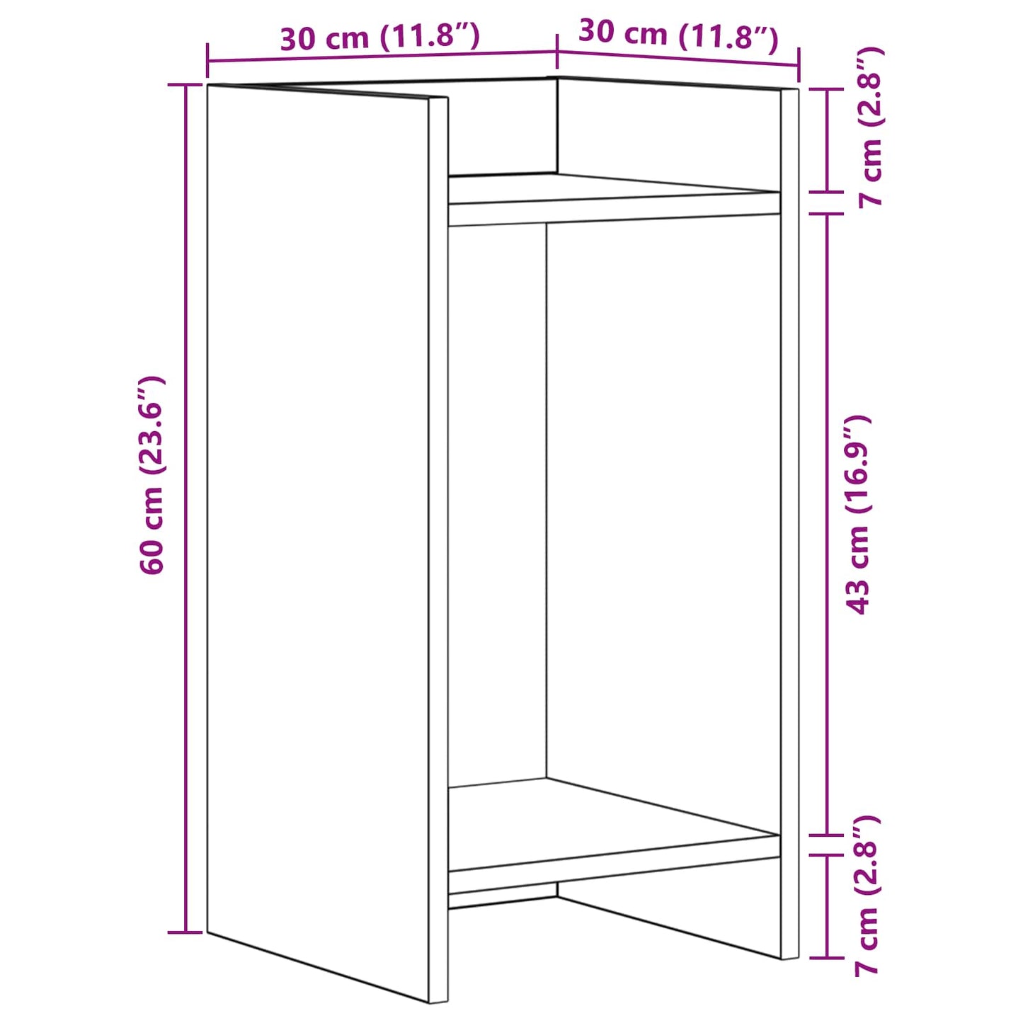 Plant Stand 2 pcs Concrete Grey 30 x 30 x 60 cm Engineered Wood