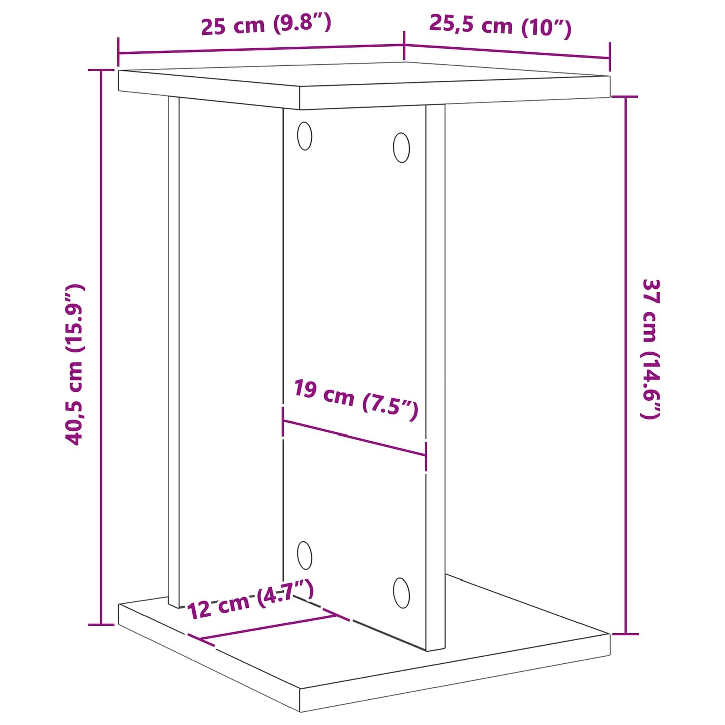 Plant Stand 2 pcs Artisan Oak 25 x 25.5 x 40.5 cm