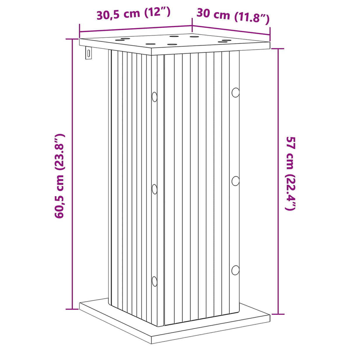 Plant Stand Smoked Oak 30.5 x 30 x 60.5 cm Engineered Wood