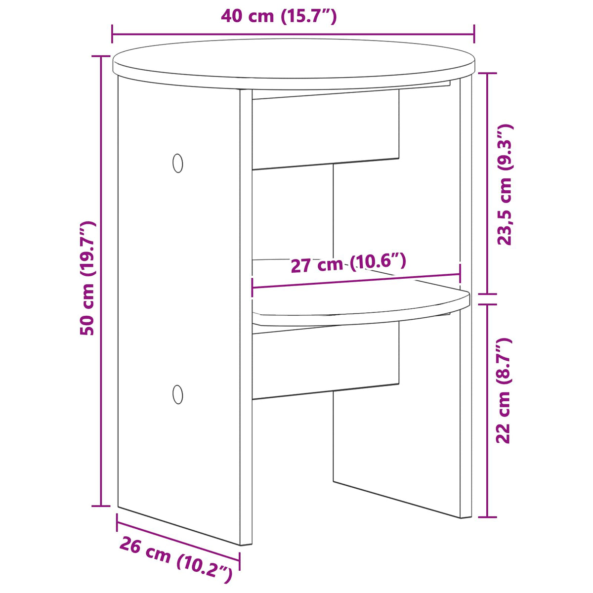 Side Cabinet 2 pcs Grey Sonoma Ø40 x 50 cm Engineered Wood
