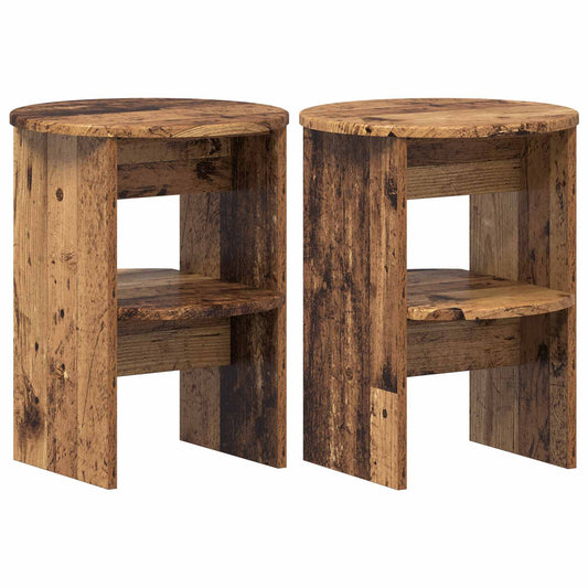 Side Cabinet 2 pcs Old Wood Ø40 x 50 cm Engineered Wood