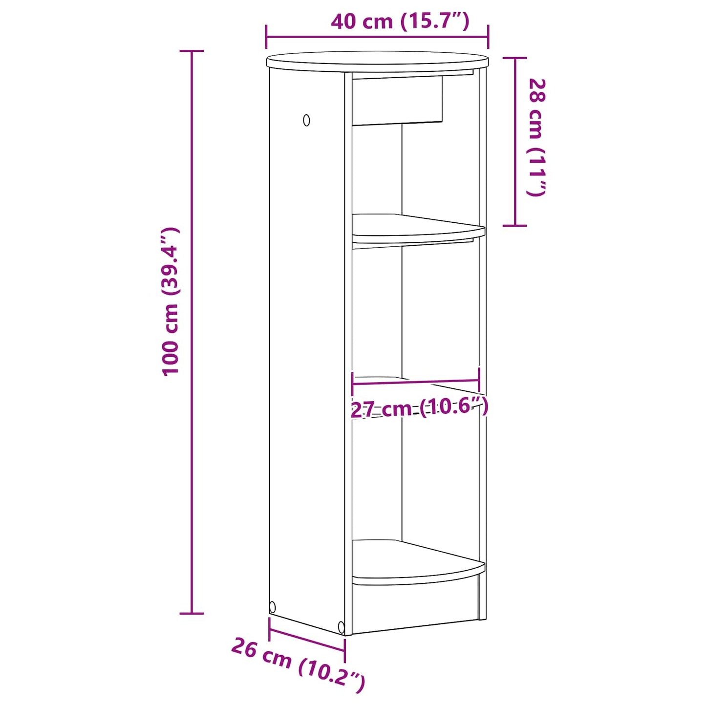 Side Cabinet White 40 x 40 x 100 cm Engineered Wood
