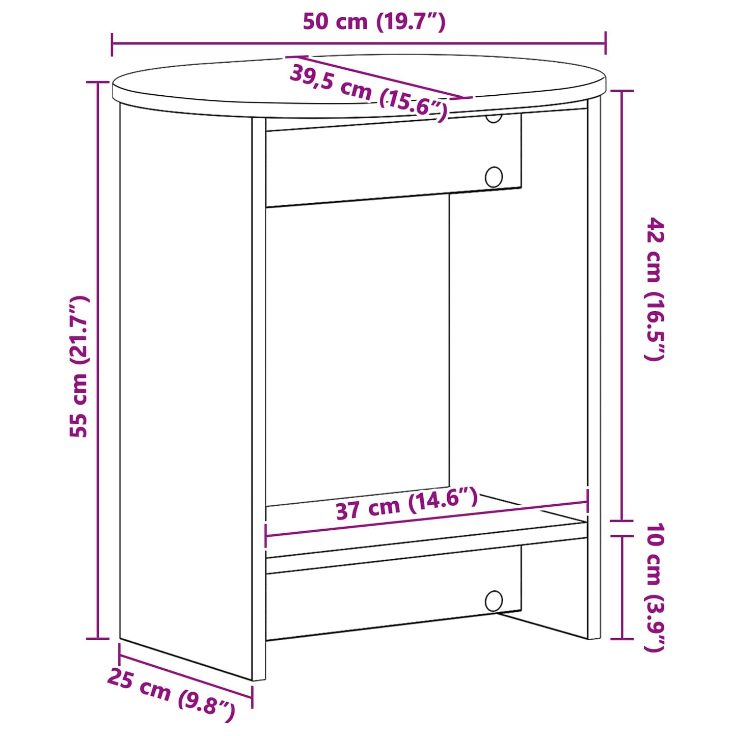 Side Table Artisan Oak 50 x 39,5 x 55 cm Engineered Wood