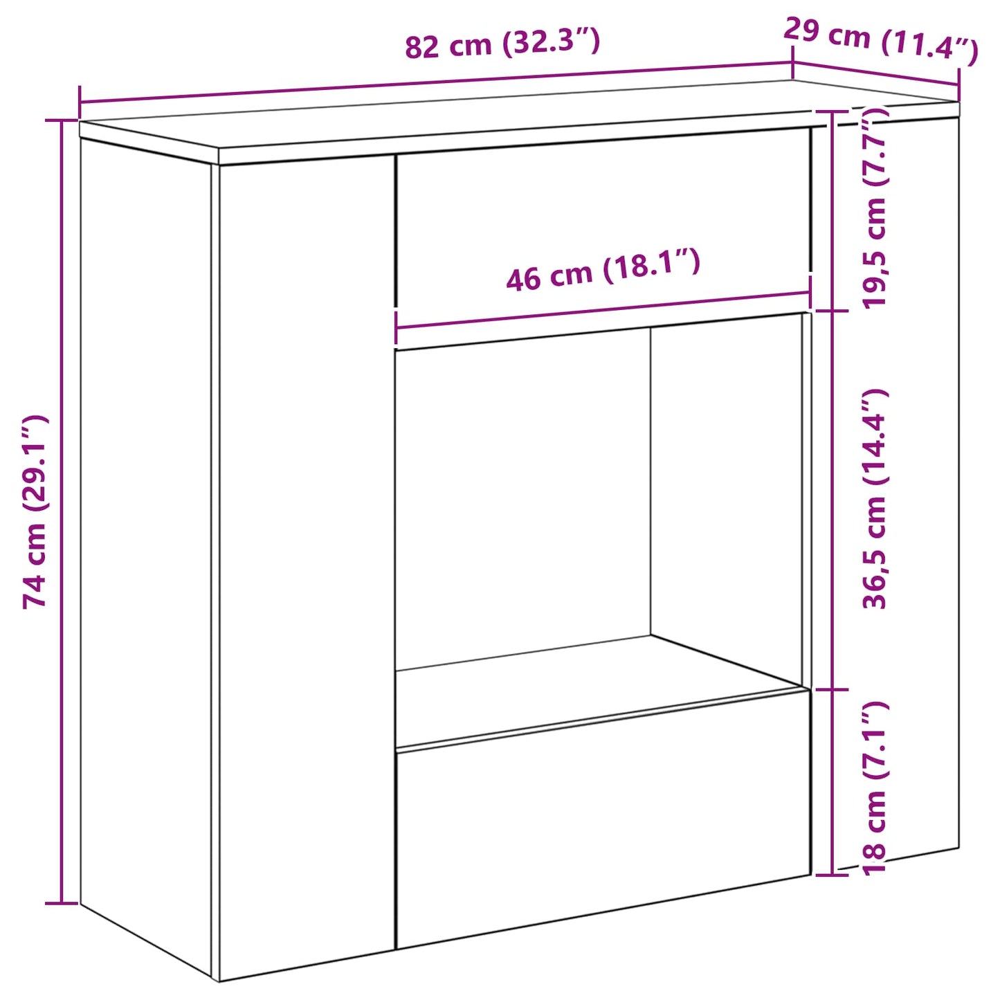Concrete Grey 82 x 29 x 74 cm