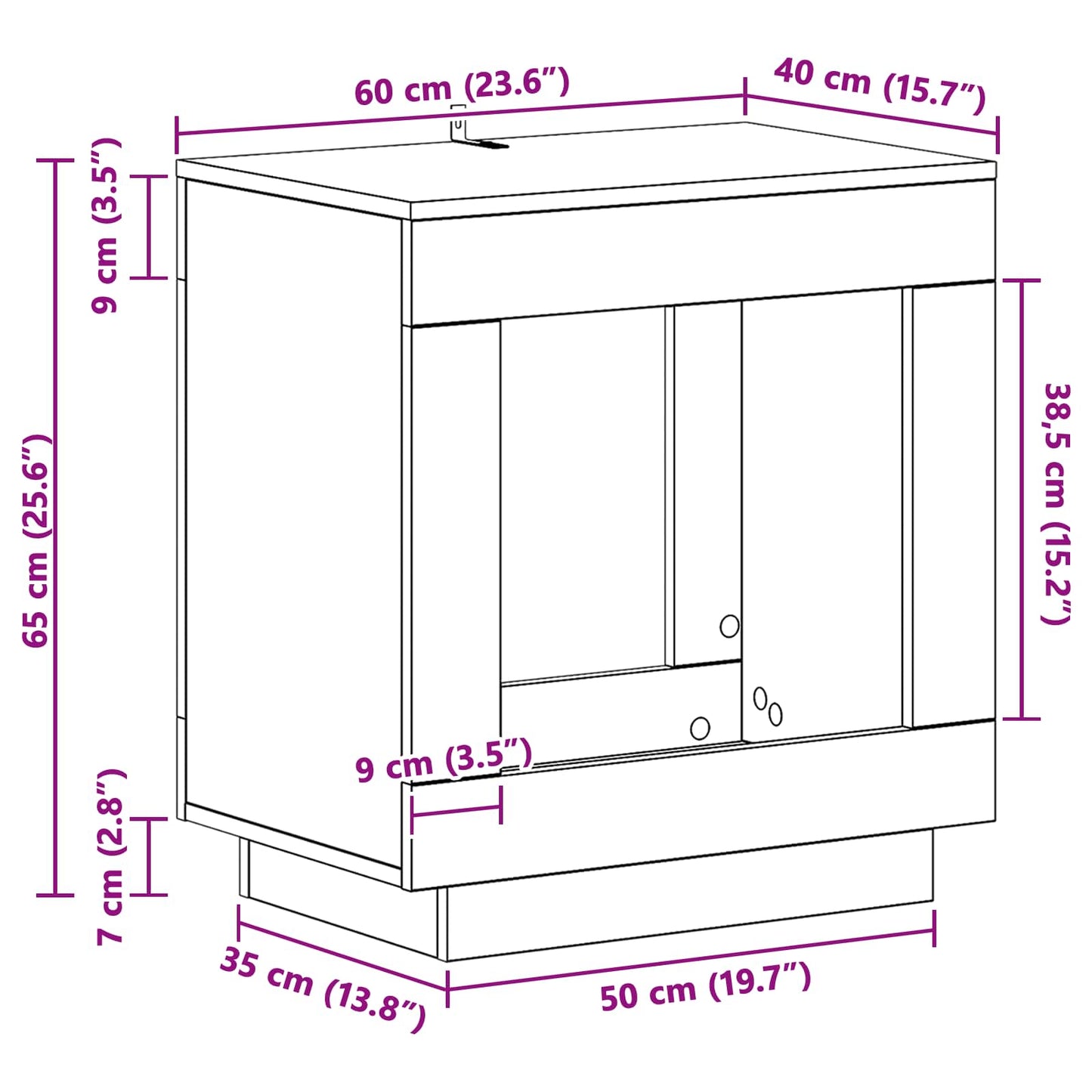 Side Table Smoked Oak 60 x 40 x 65 cm Engineered Wood