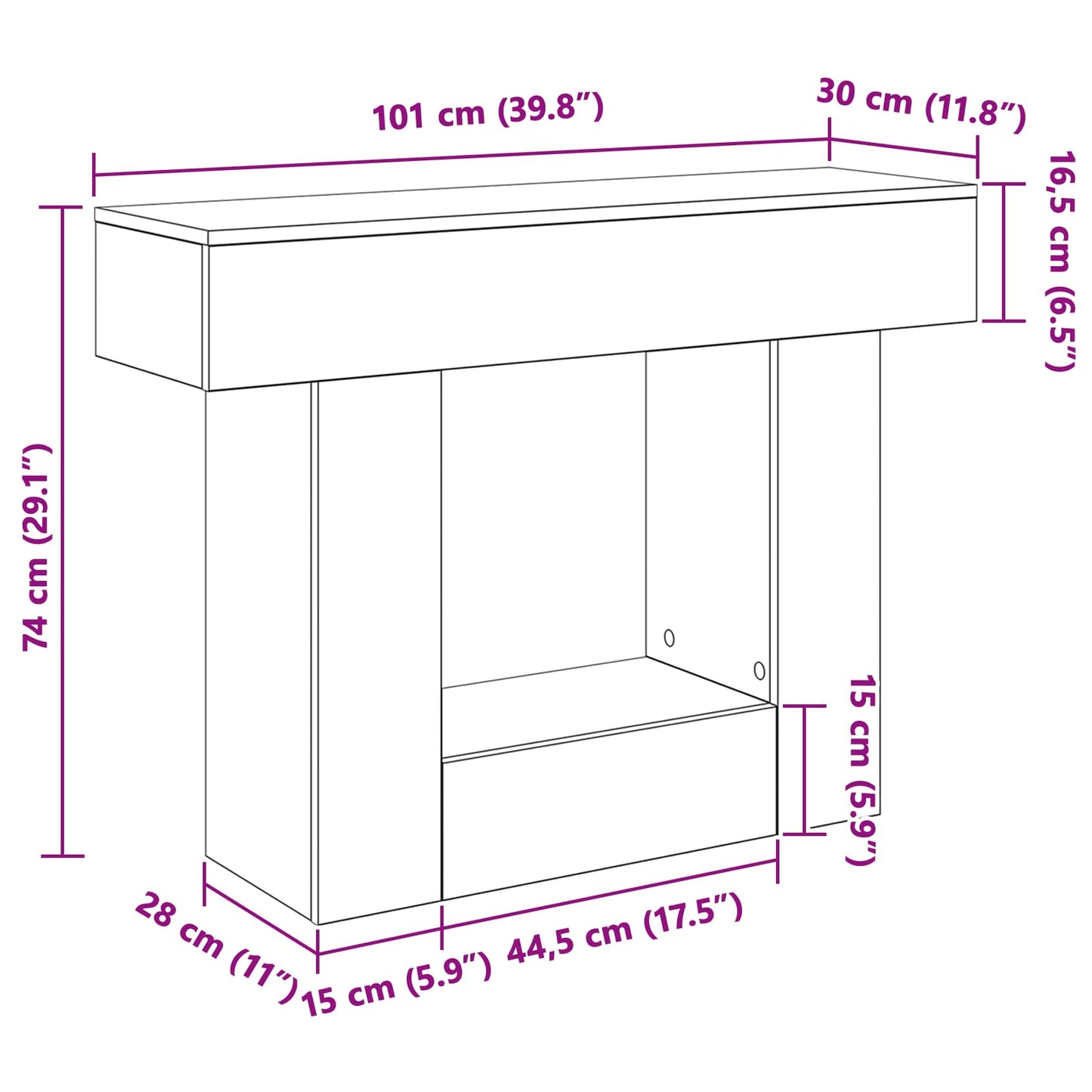 Sonoma Oak 101 x 30 x 74 cm