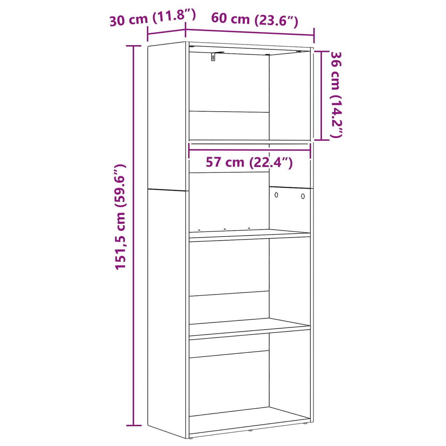 Freestanding Bookshelf 60 x 30 x 151.5 cm Engineered Wood