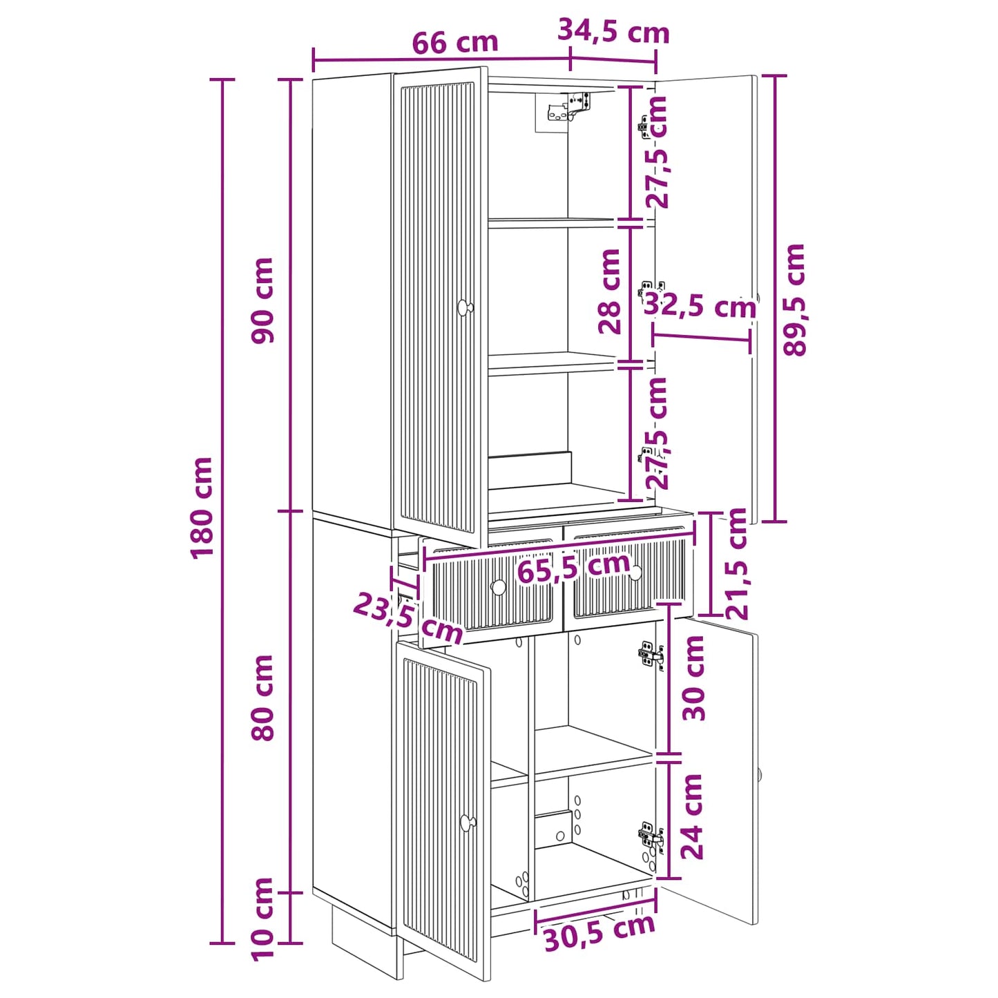 Cabinet Set 2 pcs 66 x 34.5 x 90 cm Engineered Wood