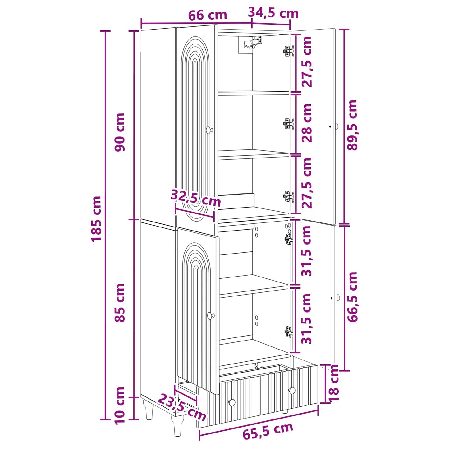 Cabinet Set 2 pcs 66 x 34.5 x 95 cm Engineered Wood