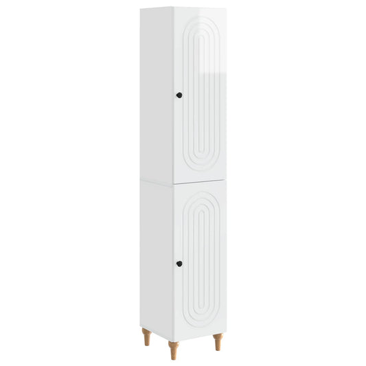 Cabinet Set 2 pcs High Gloss White Engineered Wood