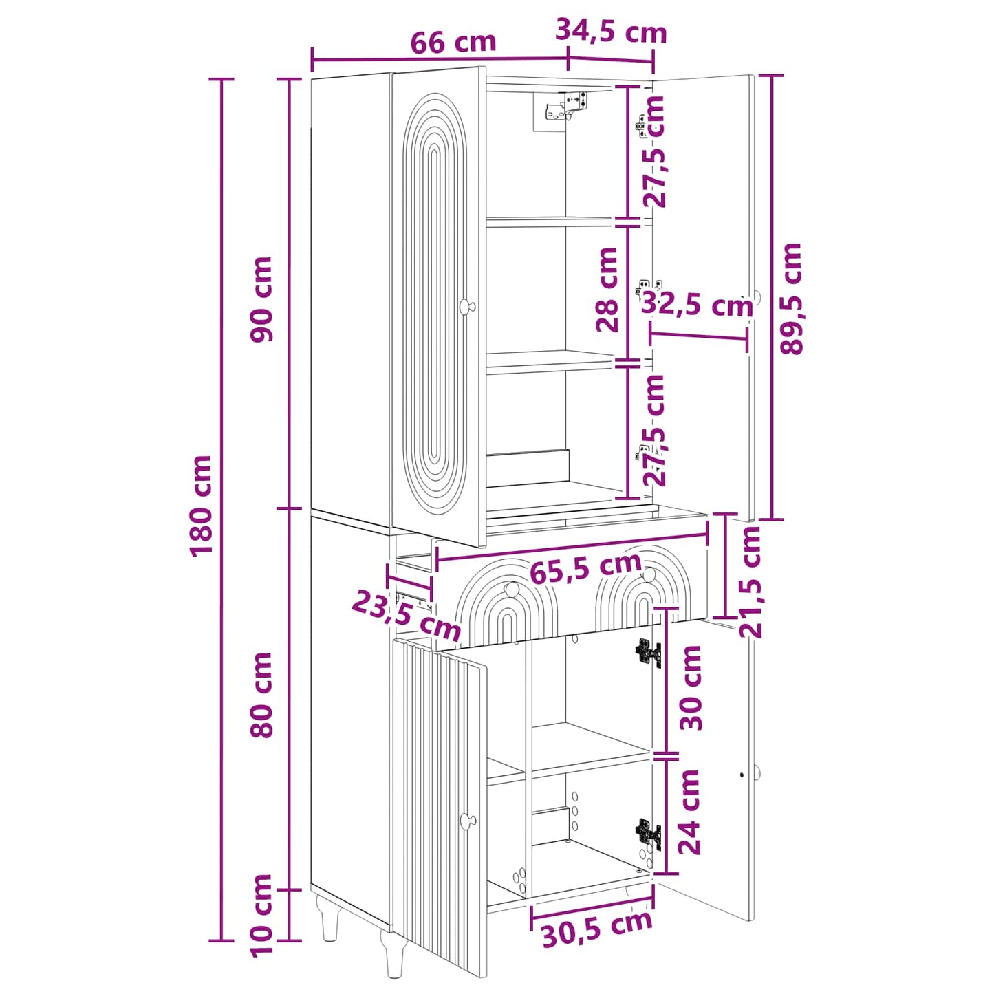 Cabinet Set 2 pcs 66 x 34.5 x 90 cm Engineered Wood