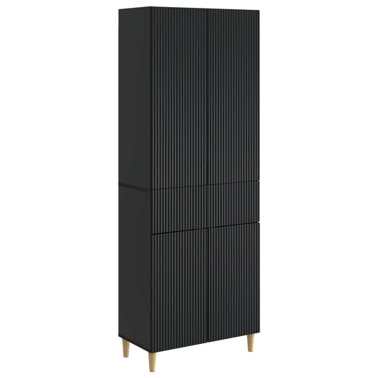 Cabinet Set 2 pcs Black Engineered Wood