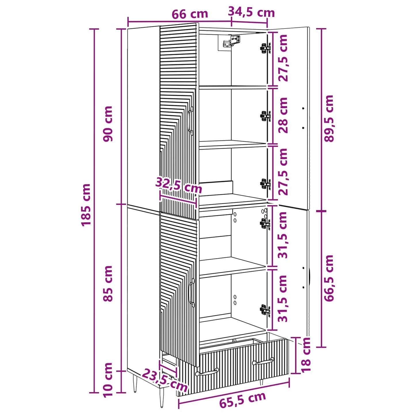 Cabinet Set 2 pcs 66 x 34.5 x 95 cm Engineered Wood
