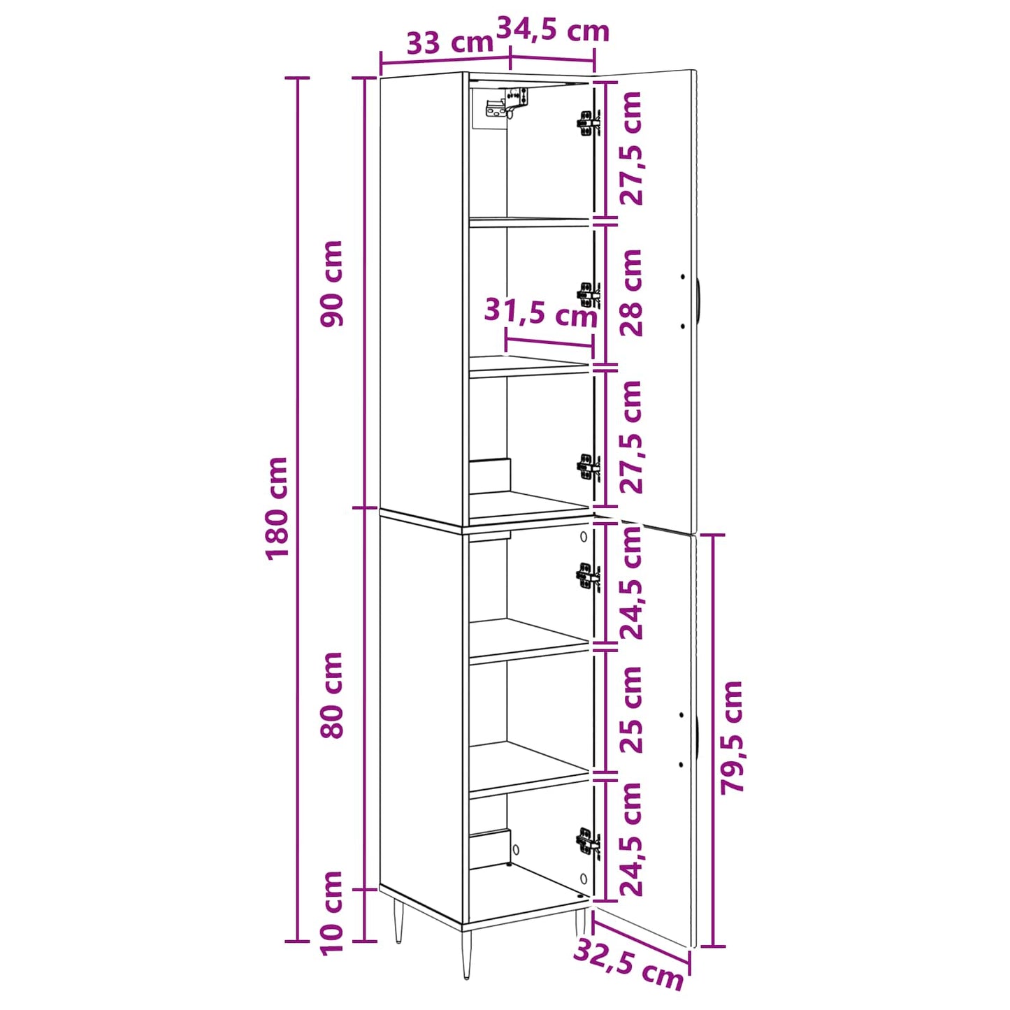 Cabinet Set 2 pcs High Gloss White Engineered Wood