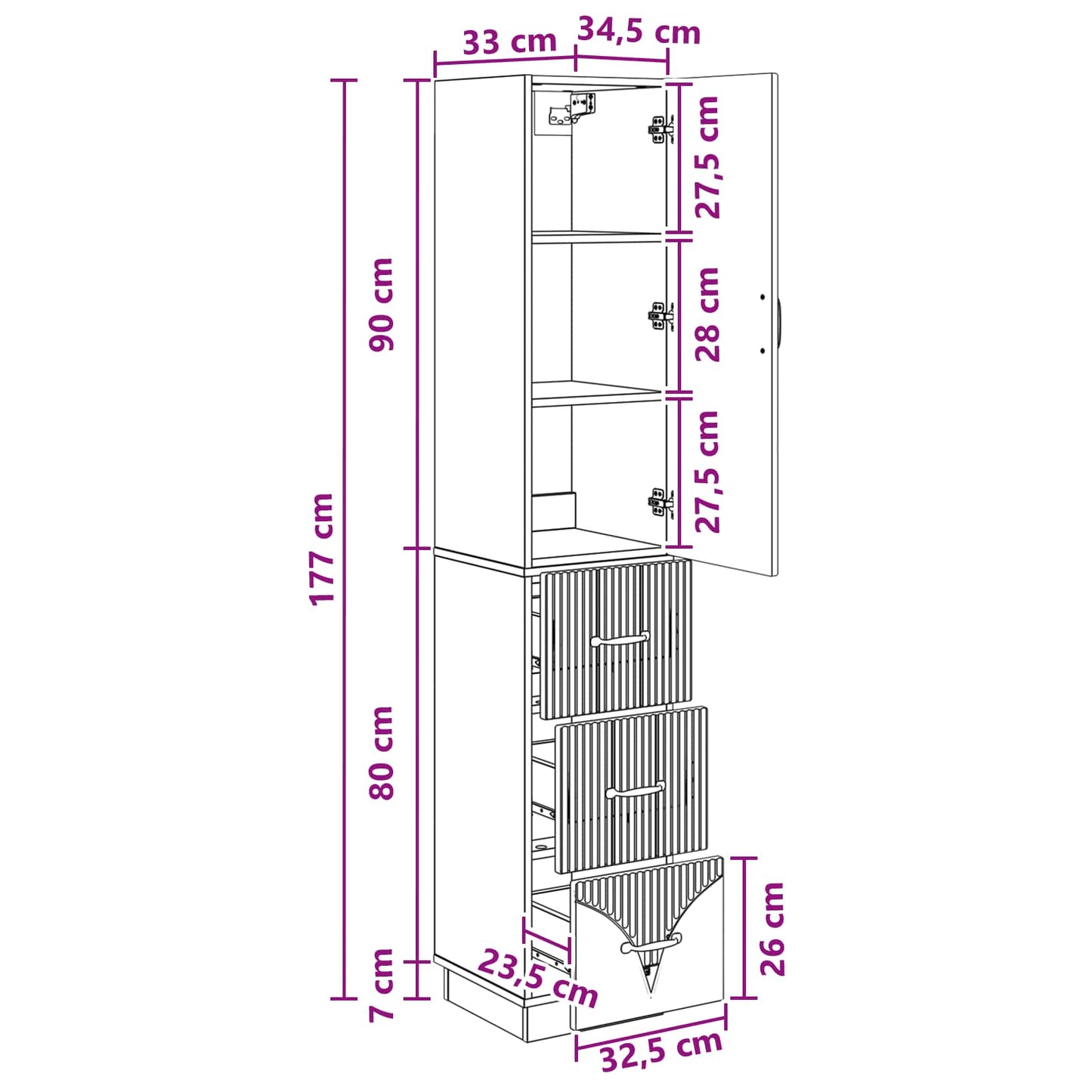 Cabinet Set 2 pcs 33 x 34.5 x 87 cm Engineered Wood Artisan Oak