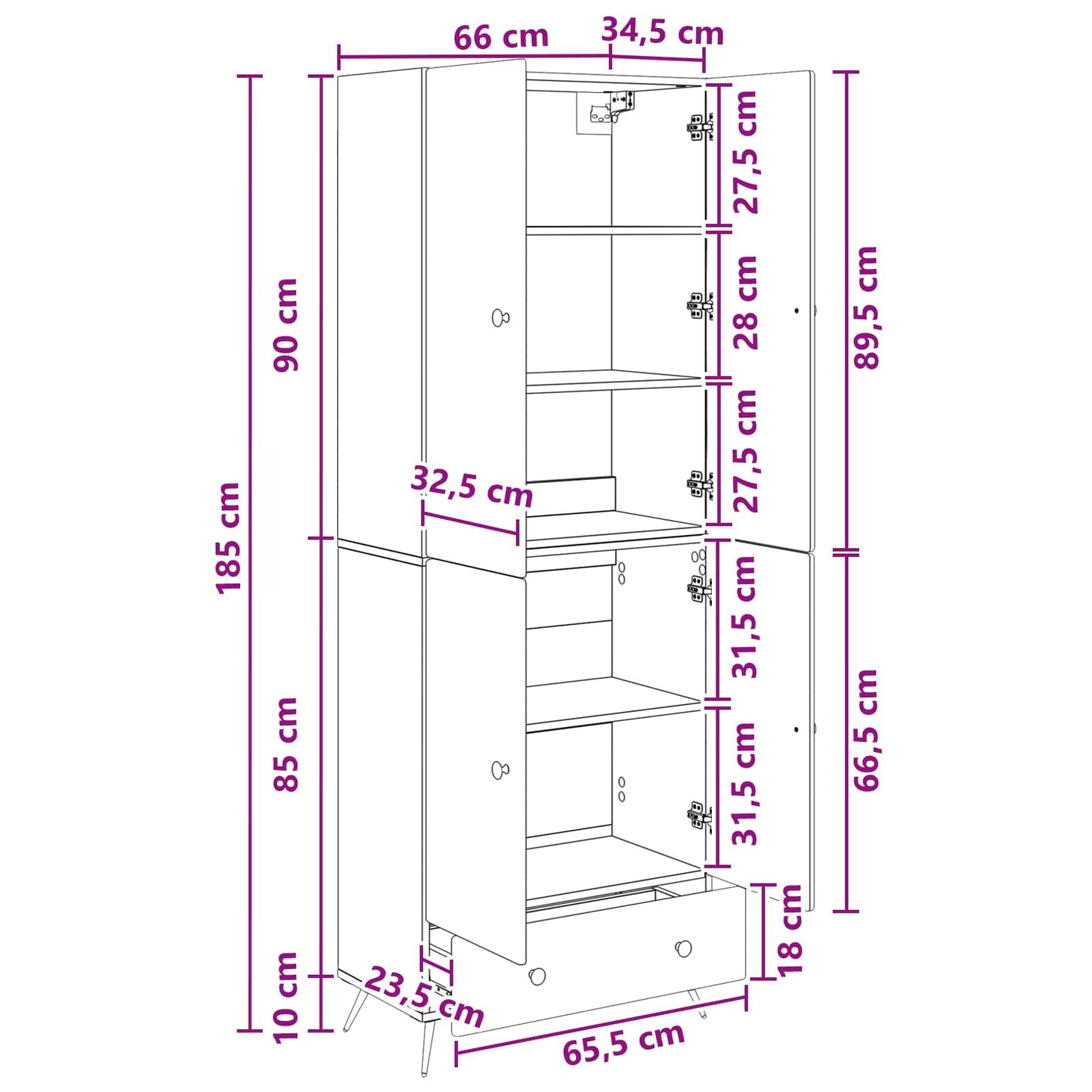 Cabinet Set 2 pcs High Gloss White Engineered Wood