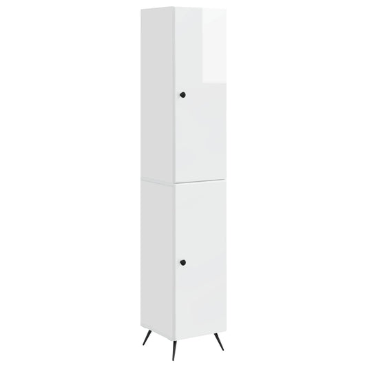 Cabinet Set 2 pcs High Gloss White Engineered Wood