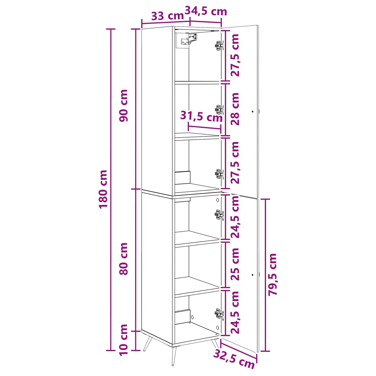 Cabinet Set 2 pcs High Gloss White Engineered Wood