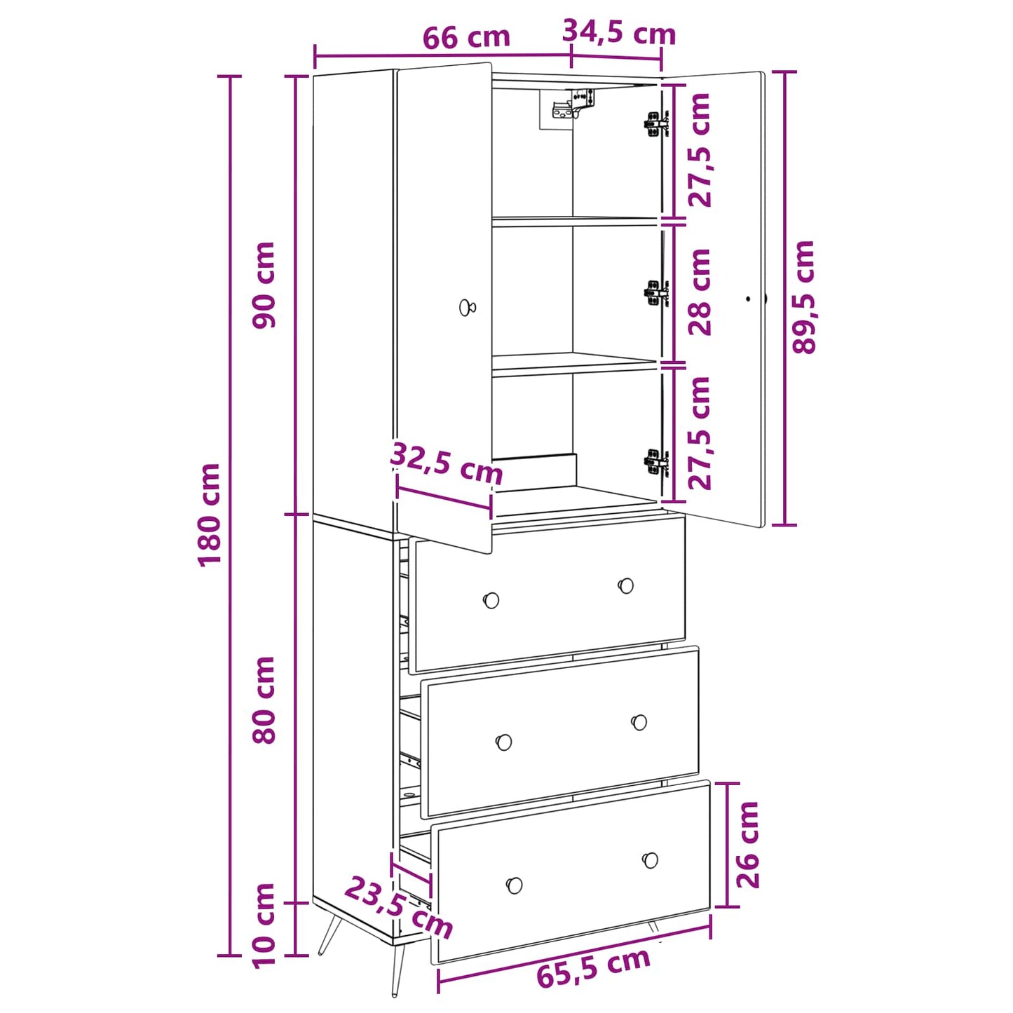 Cabinet Set 2 pcs 66 x 34.5 x 90 cm Engineered Wood Old Wood