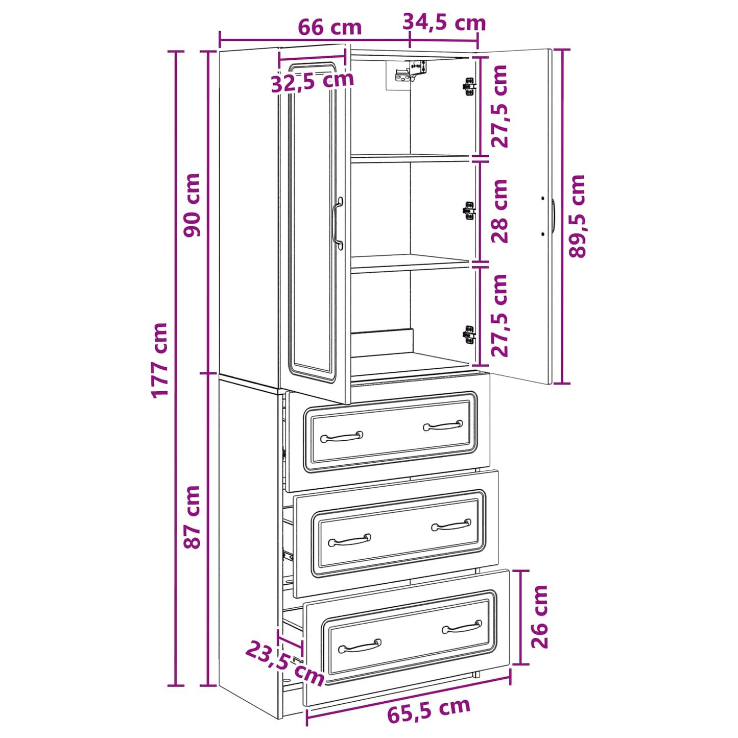 Cabinet Set 2 pcs 66 x 34.5 x 87 cm Engineered Wood Artisan Oak