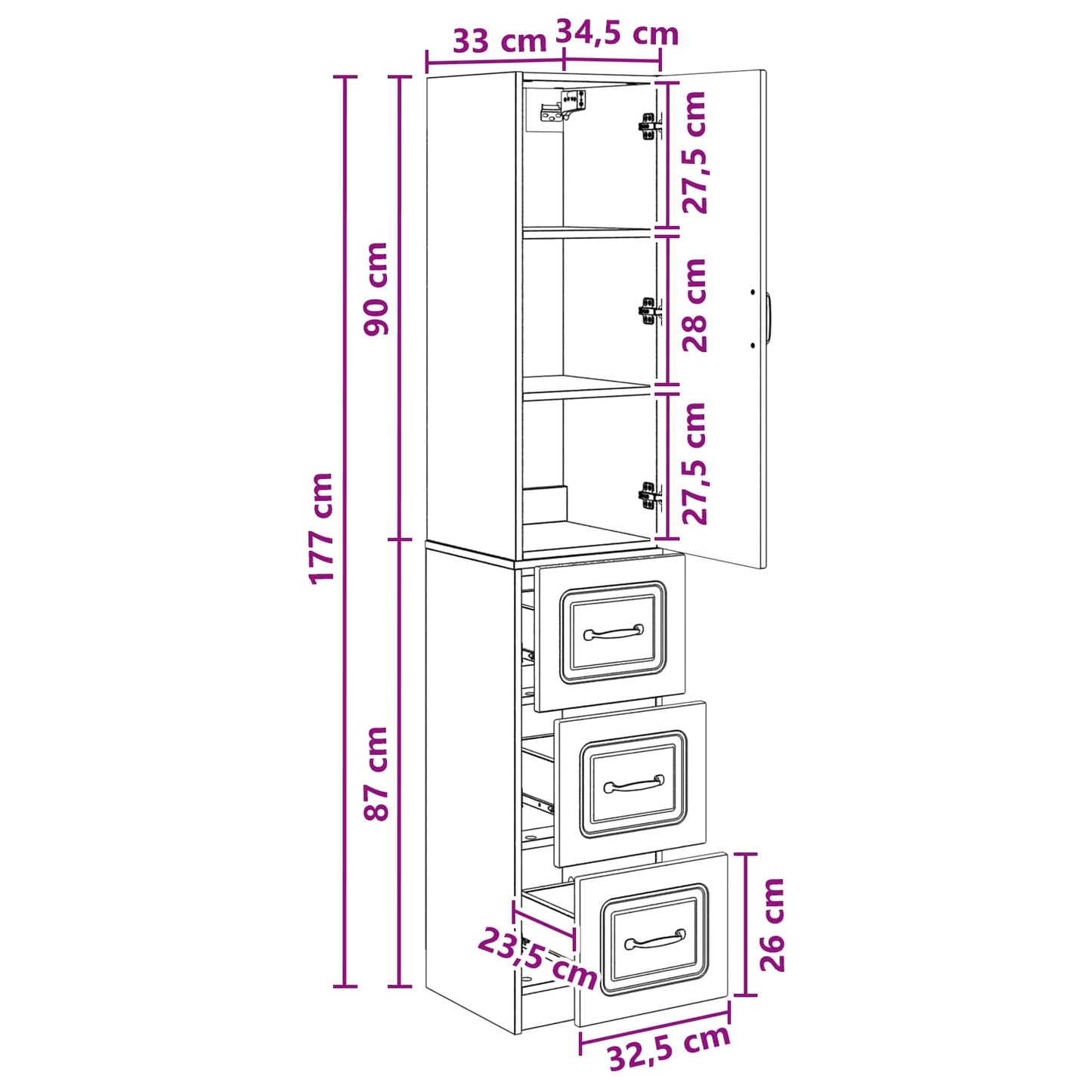 Cabinet Set 2 pcs 33 x 34.5 x 87 cm Engineered Wood Artisan Oak