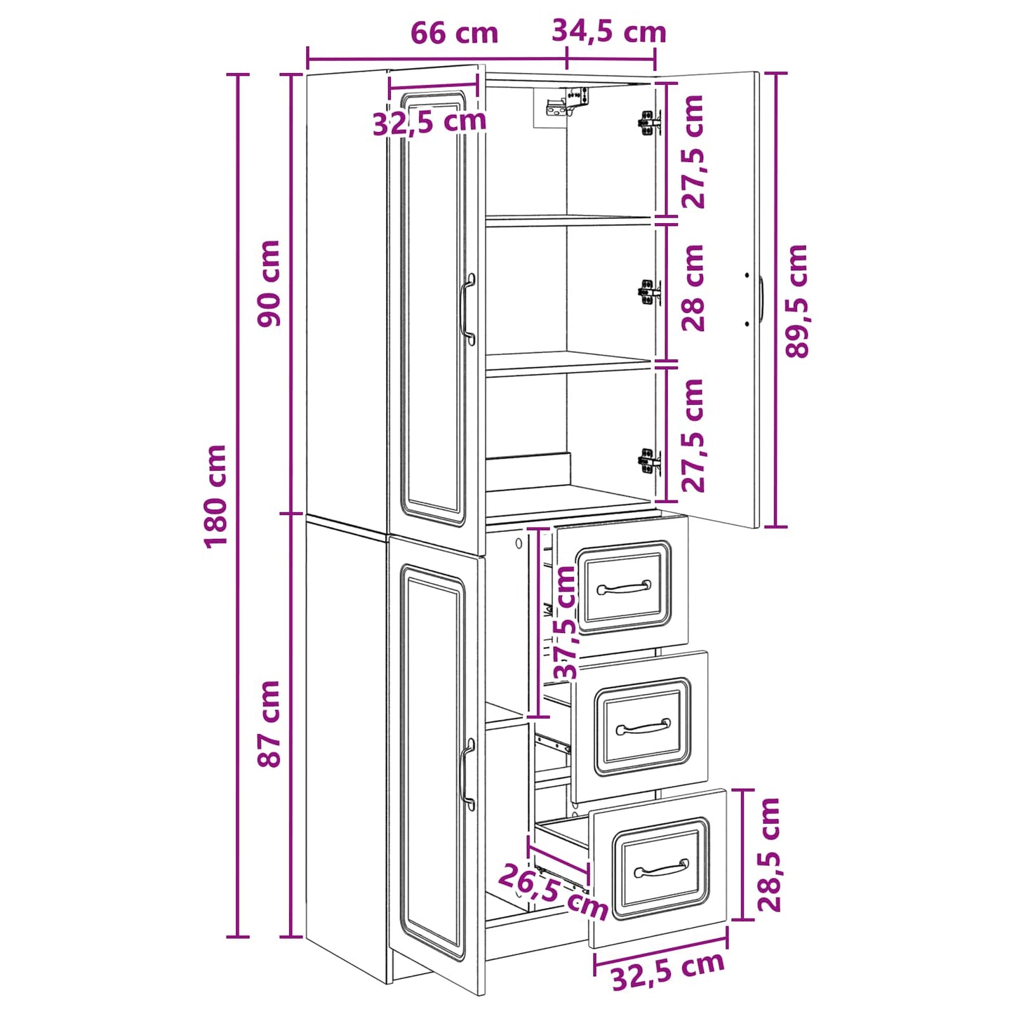 Cabinet Set 2 pcs High Gloss White Engineered Wood