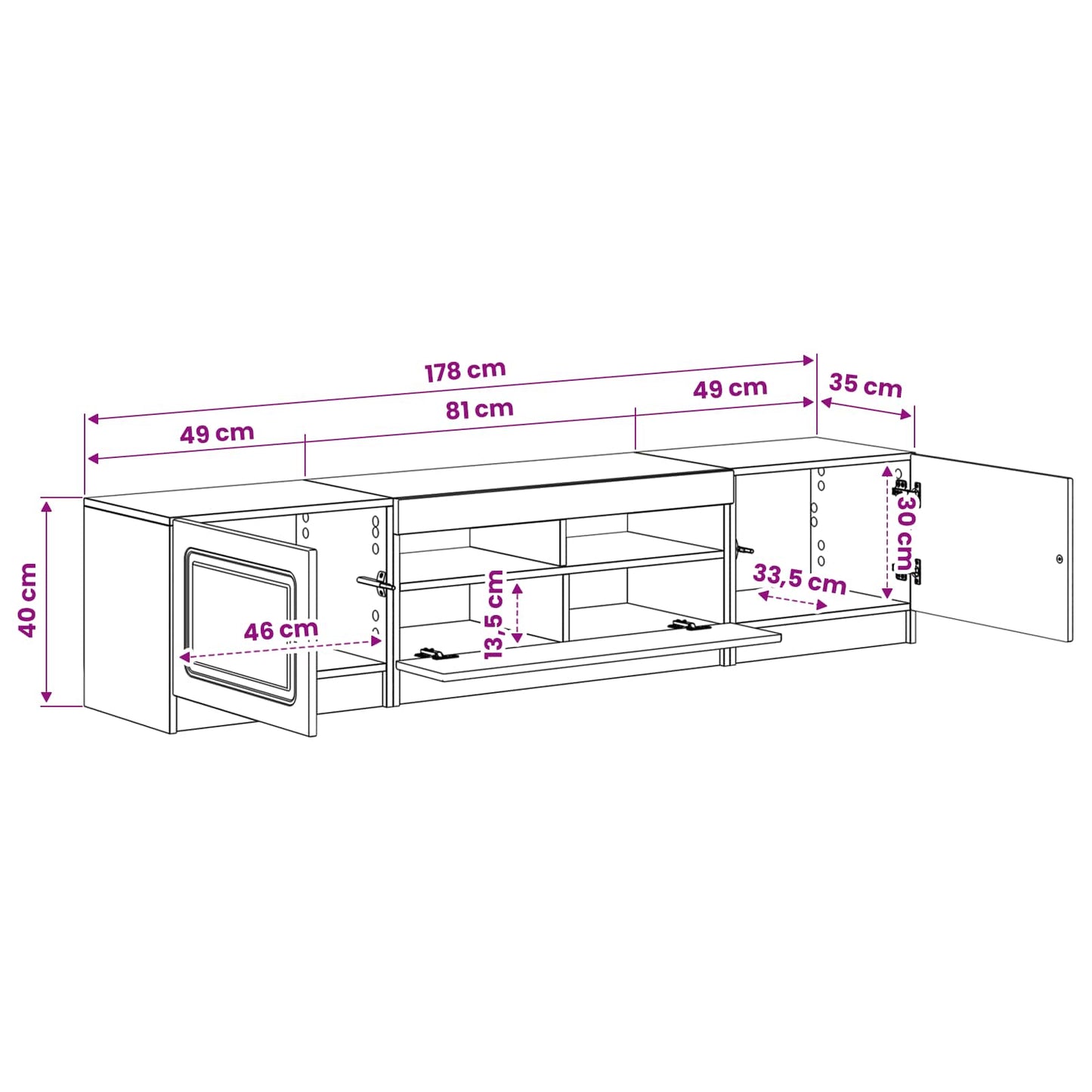 5 Piece LED TV Cabinet Grey Sonoma Engineered Wood