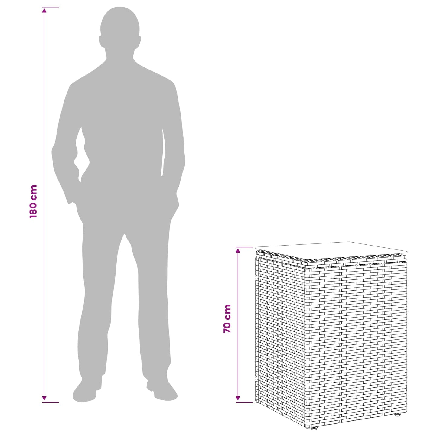 Side Table Black 35 x 35 x 70 cm Poly Rattan