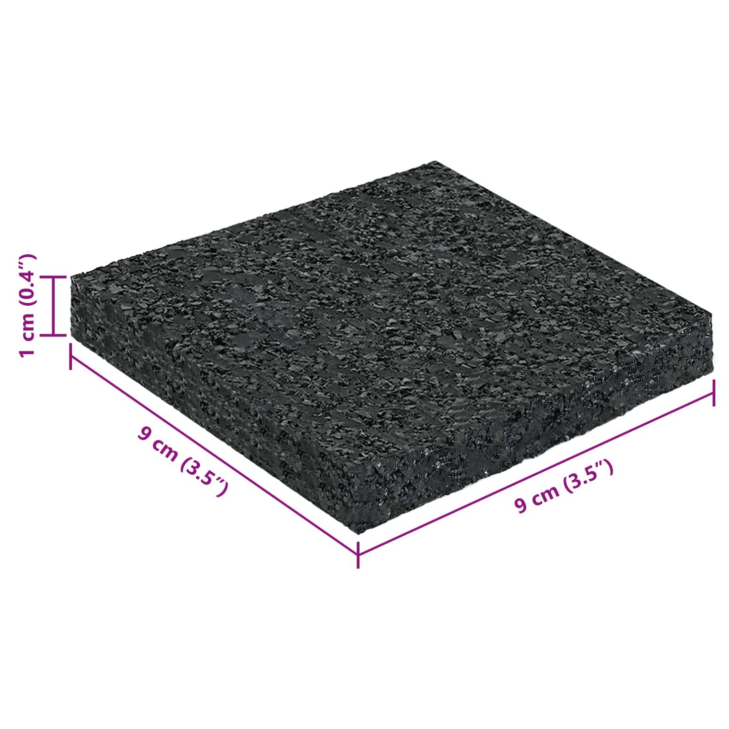 Rubber Granulate Patio Pad Black 9 x 9 x 1 cm Rubber