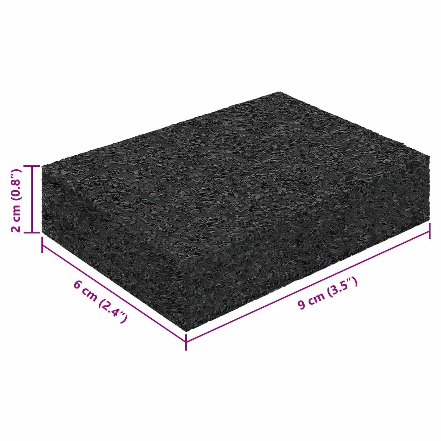 Rubber Granulate Patio Pad Black 6 x 9 x 2 cm Rubber