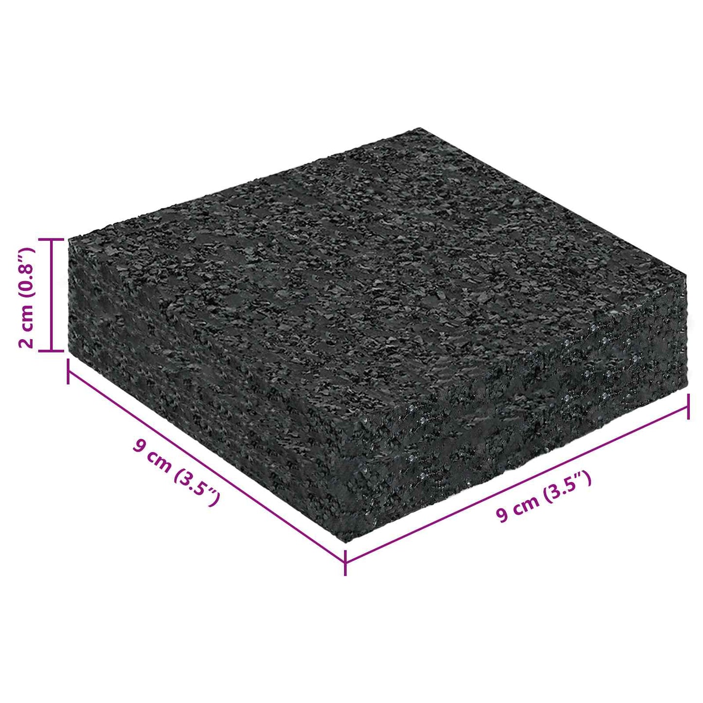 Rubber Granulate Patio Pad Black 9 x 9 x 2 cm Rubber