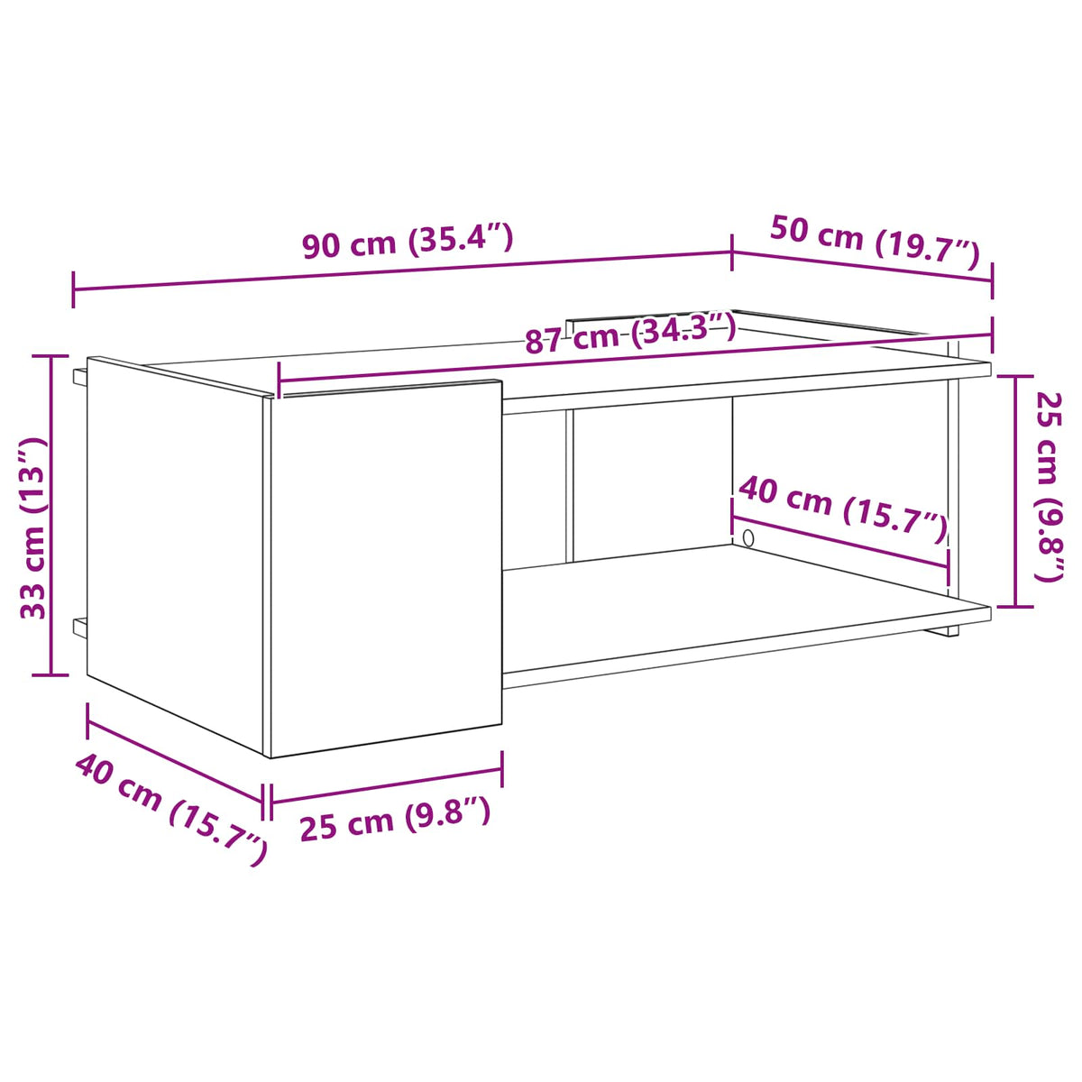 Coffee Table White 90 x 50 x 33 cm Engineered Wood