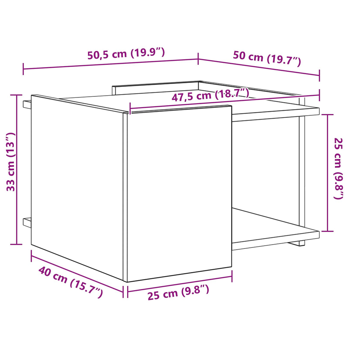 Coffee Table White 50.5 x 50 x 33 cm Engineered Wood