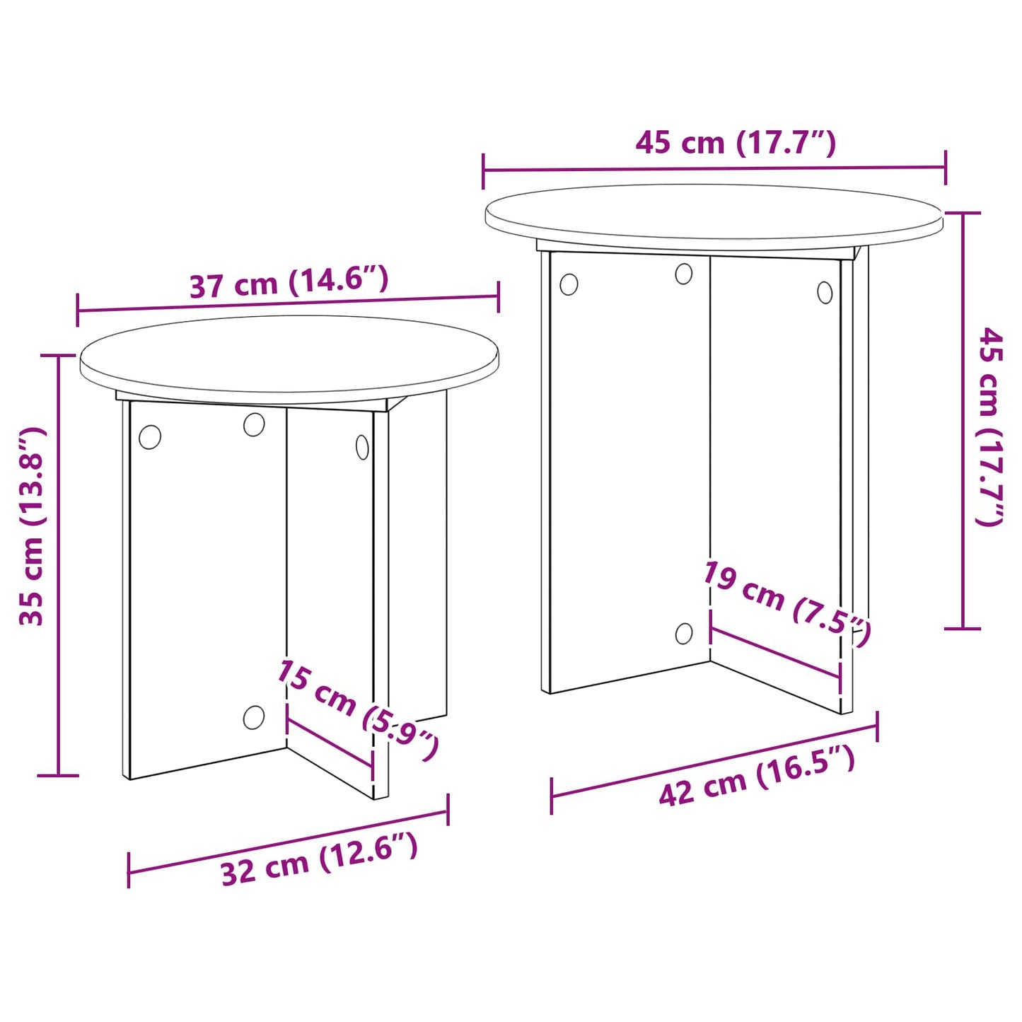 Side Table Set 2 pcs Sonoma Oak Ø 45 x 45 cm Engineered Wood