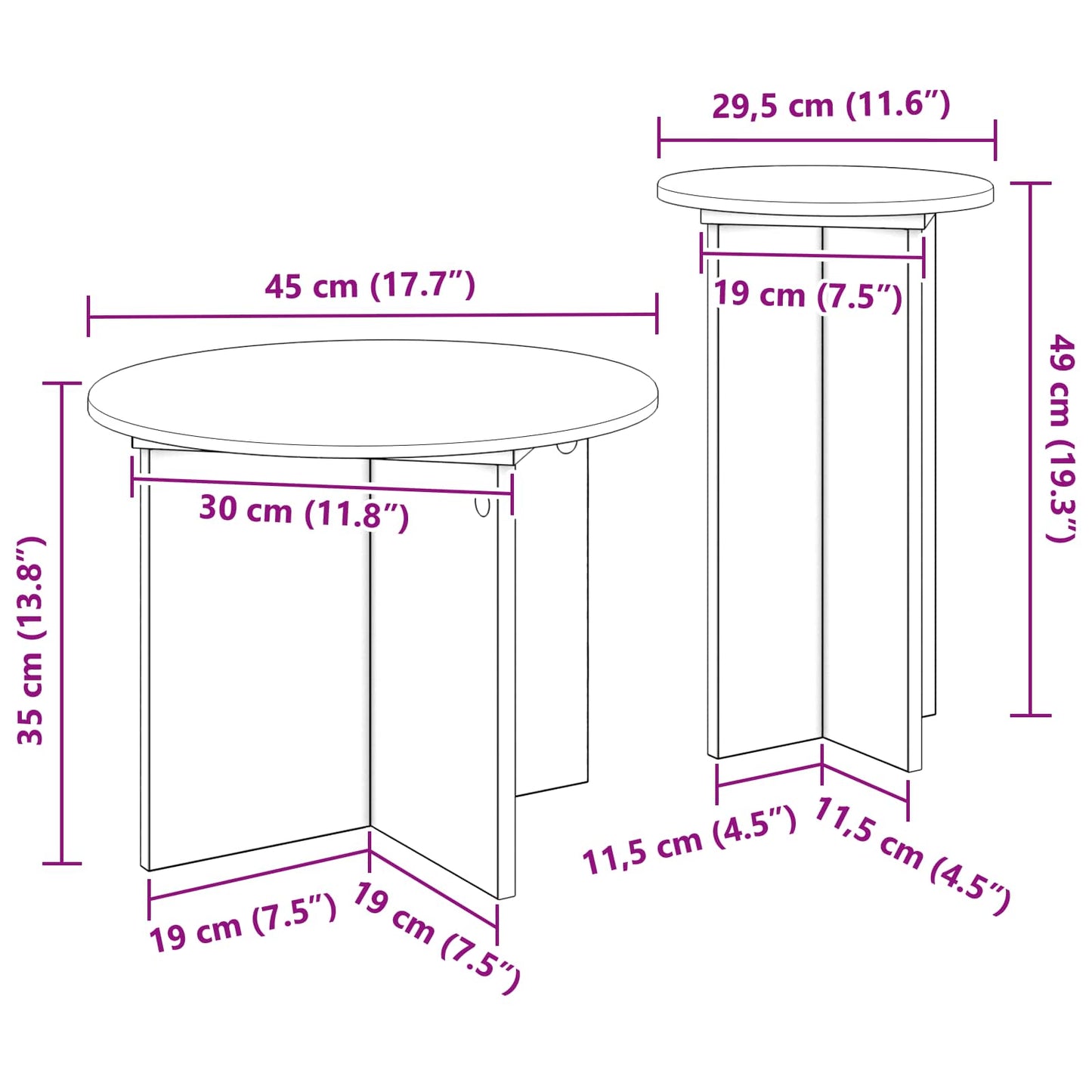 Side Table Set 2 pcs Sonoma Oak Ø 45 x 35 cm Engineered Wood