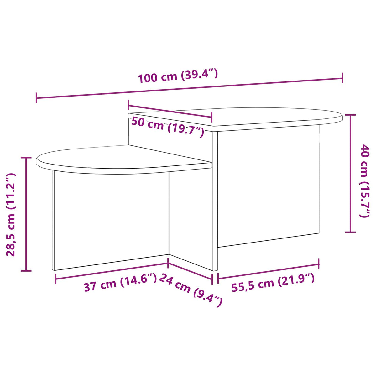 Coffee Table White 100 x 50 x 40 cm Engineered Wood