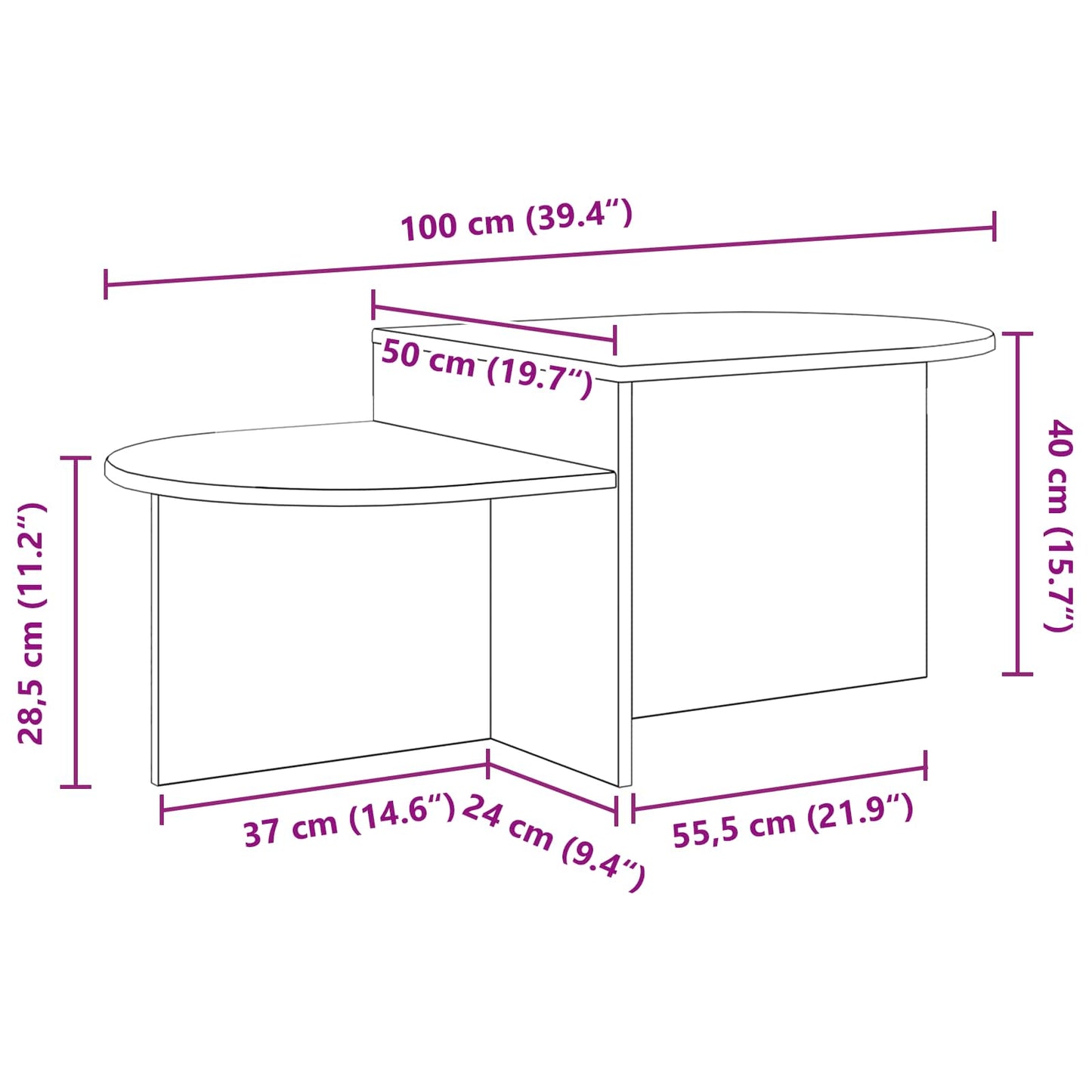 Coffee Table High Gloss White 100 x 50 x 40 cm Engineered Wood