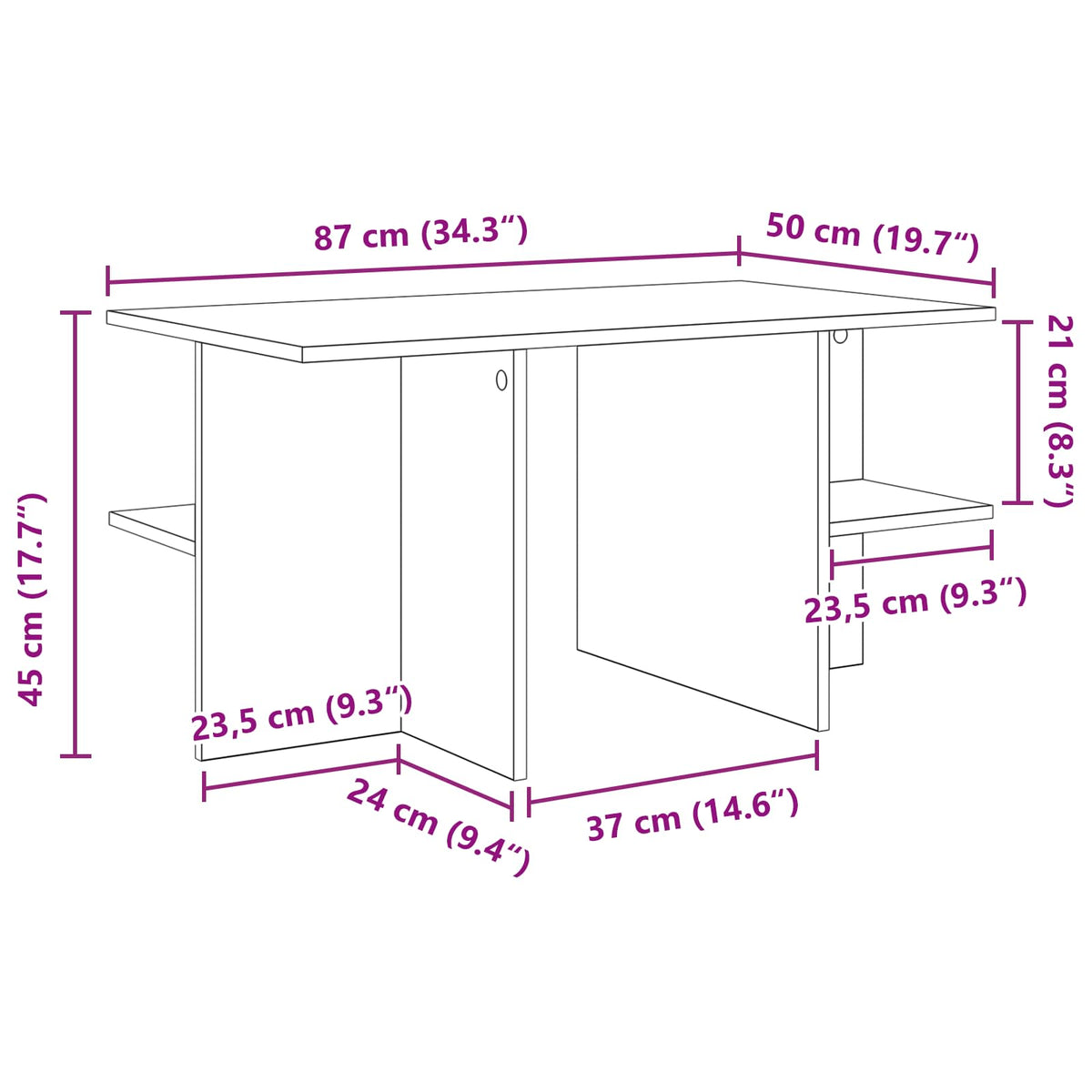 Coffee Table Concrete Grey 87 x 50 x 45 cm Engineered Wood