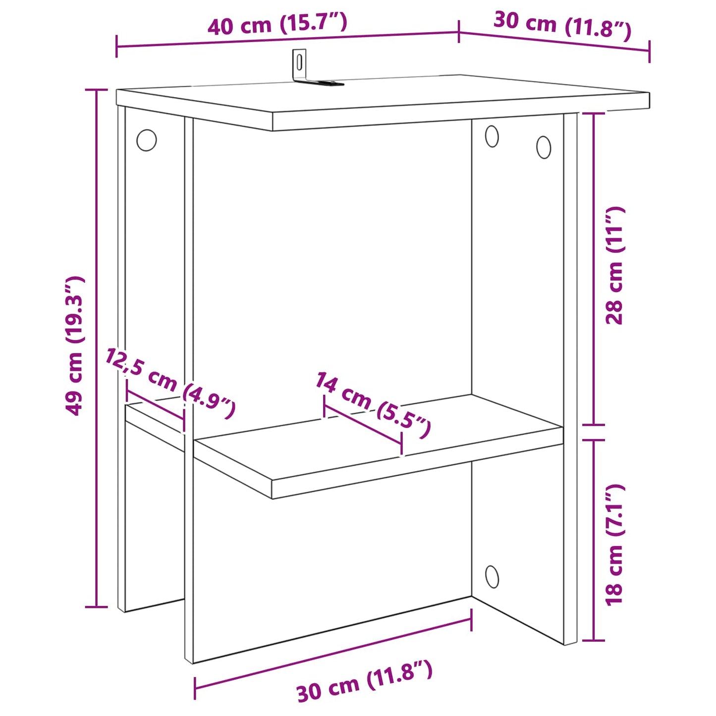 Coffee Table 2 pcs Concrete Grey 40 x 30 x 49 cm