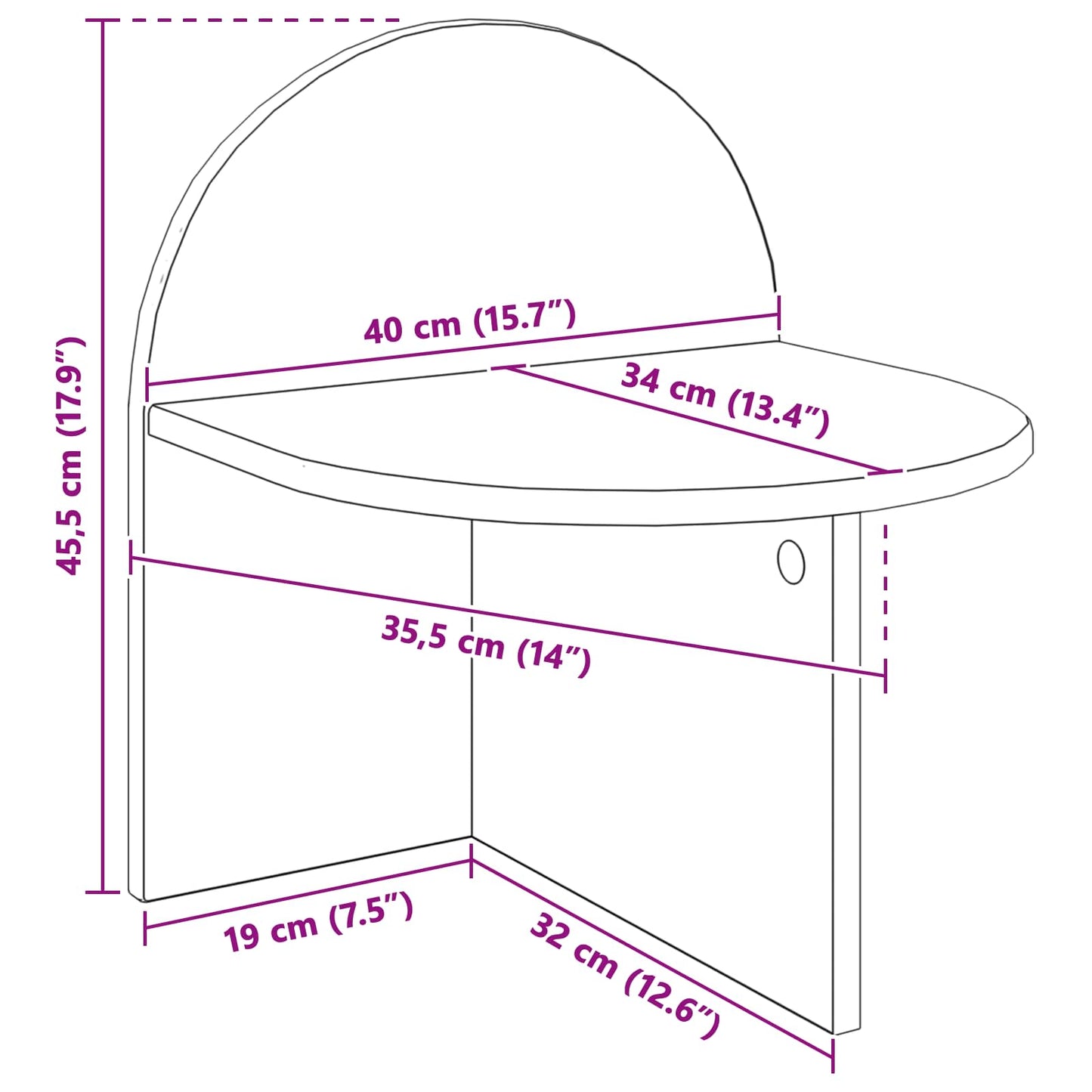 Bedside Table White 40 x 35.5 x 45.5 cm Engineered Wood